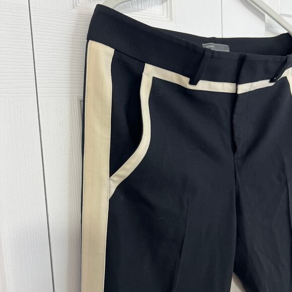 Vince Striped-Trim Woven Pants Black with White Stripe Size 8 - Picture 9 of 10